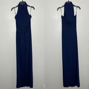 MICHAEL KORS COLLECTION Gown Womens 4 Navy Blue High Neck Sleeveless Dress Italy